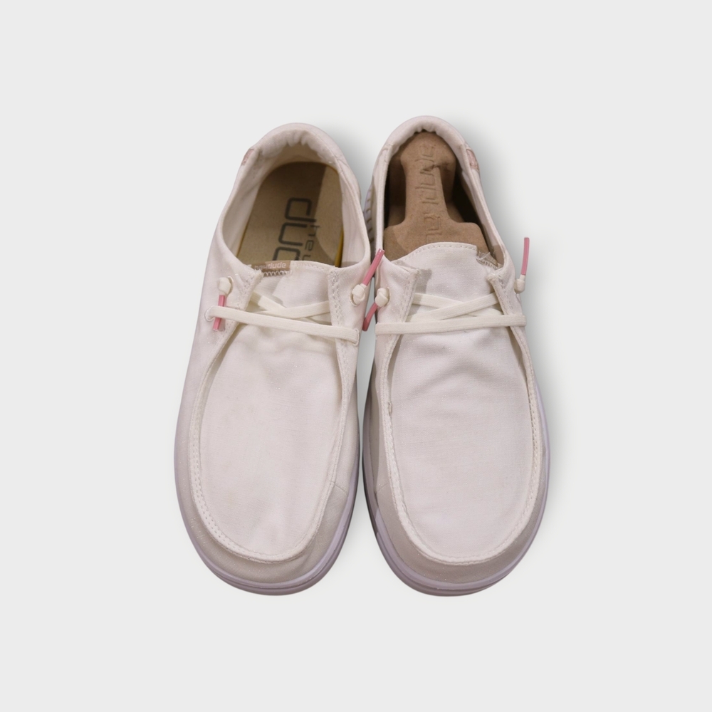 Hey Dude Wendy Rise Spark White Shoes US Women's 8 EU 39 Shimmer New With BOX - Picture 3 of 8